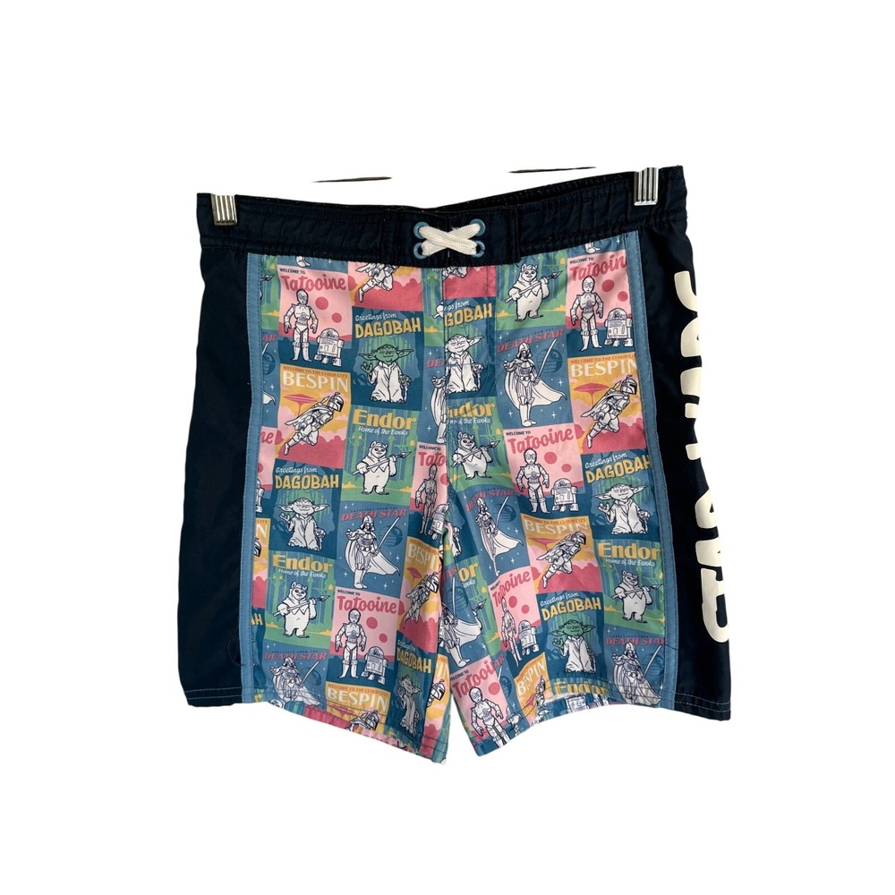 Star Wars Swim Trunks Boys 7/8 Yoda Darth Vader Endor Dagobah Board‎ Shorts